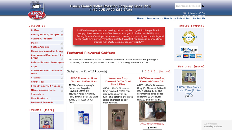 Arco Coffee Co., Fresh Roasted Coffee Since 1916