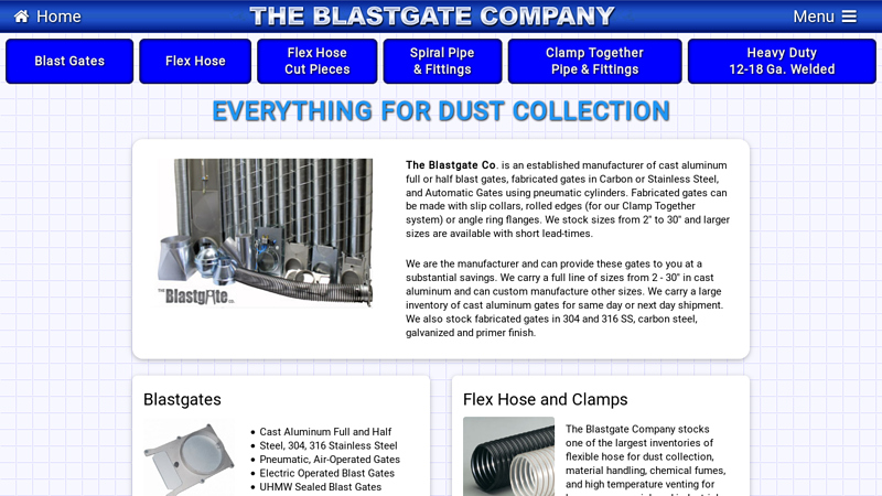 Blastgates, Flex Hose, Spiral Pipe, and Fittings