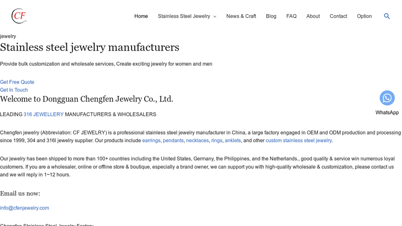 Custom Stainless Steel Jewelry Manufacturer | CF Jewelry