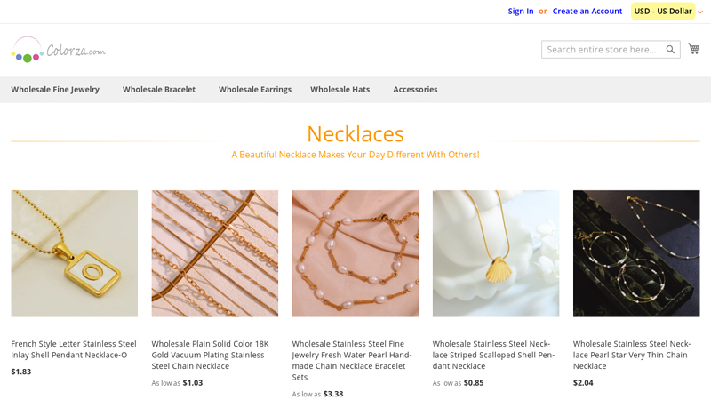 Colorza is One of The Largest One-Stop Online Wholesale Stainless Steel Jewelry Supplier For Fine Jewelry & Wholesale Fashion Accessories, Stainless Steel Jewelry, Brass Jewelry, Necklace, Bracelet, Earrings, Bangle, etc. | Colorza.com