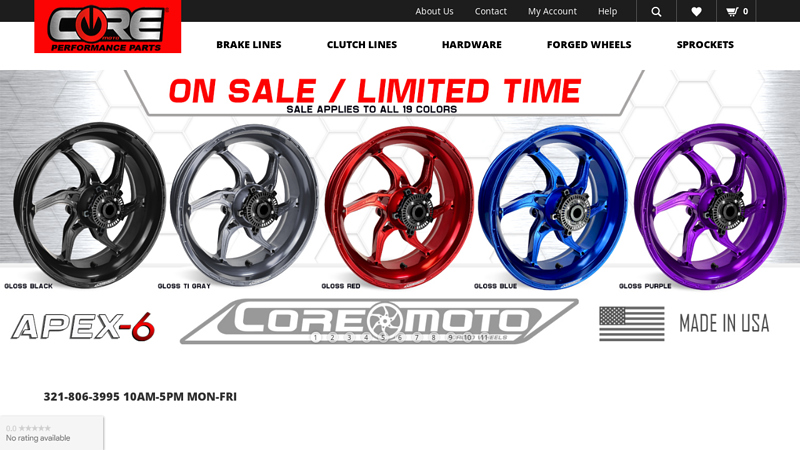 Custom and Aftermarket Sport Bike Parts and Accessories ? Core Moto specializes in custom colored stainless steel braided brake lines Available for Sportbikes and Dirt bikes | Performance Brake lines | CoreMoto.com