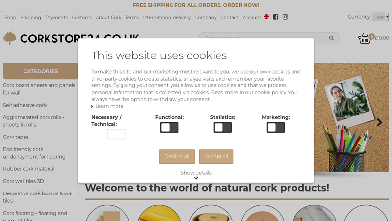 1. Cork products supplier: natural cork for sale (UK) | corkstore24.co.uk