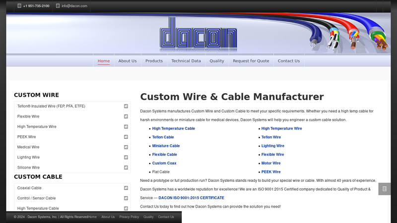 Custom Wire & Cable Manufacturer - Dacon Wire & Cable