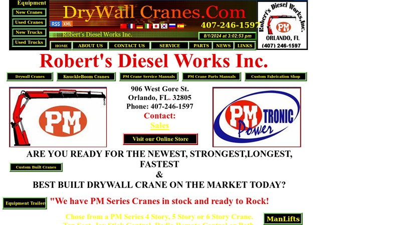 Drywall Crane, repair, parts, sales, service.