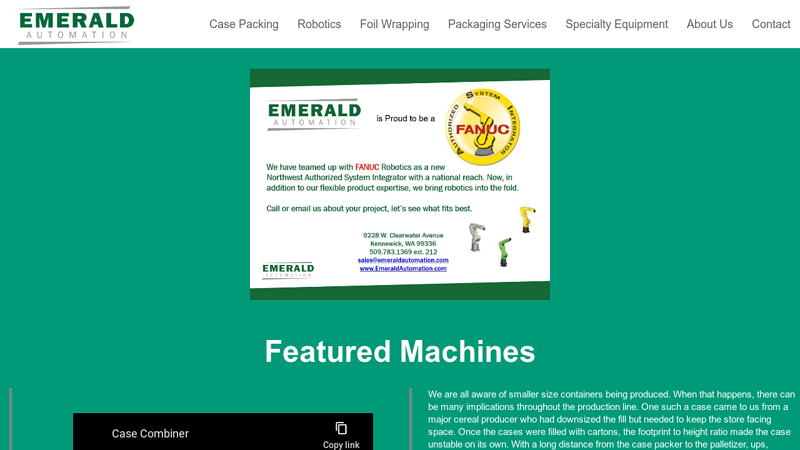 Emerald Automation|Case Packers|Case Erectors & Positioners