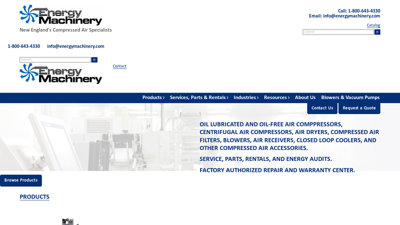 Distributor of Compressed Air Products - Rockland, Massachusetts - Energy Machinery, Inc.