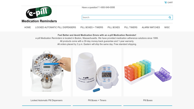 e-pill Medication Reminders: Pill Dispenser, Pill Box Timer, Pill Organizer & Vibrating Alarm Watch