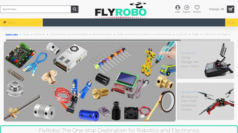 Online shopping site for Robotics, Drones and electronic parts.