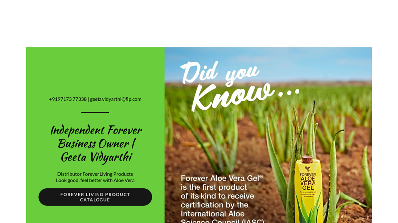 Independent Forever living Products Business Owner and distributor