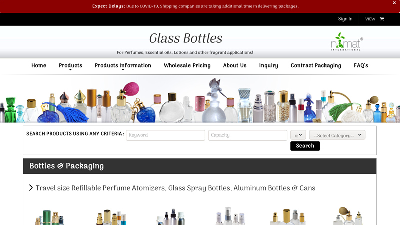 Glass Bottles, Containers C Amber, Cobalt Blue, Clear and Frosted Glass Bottles