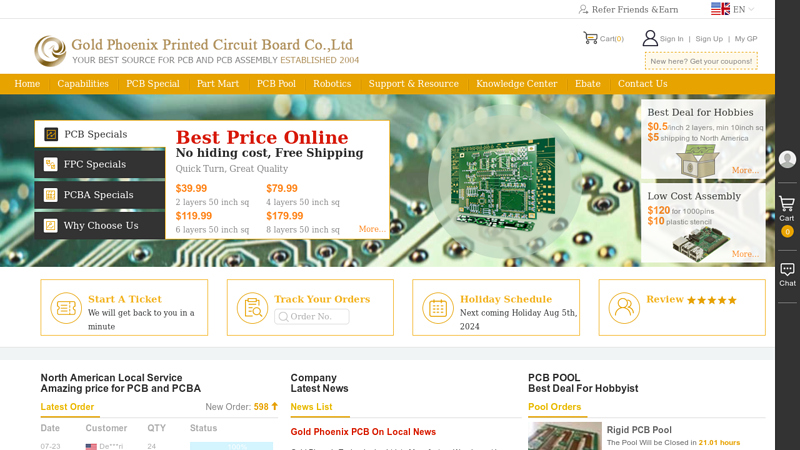 Rigid & Flex Printed Circuit Board express prototyping and PCB assembly, PCB POOL service