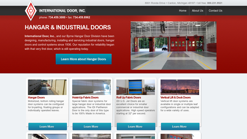Hangar Doors, Industrial Doors, Industrial Door Control Panels, Hoist Up Fabric Hangar Doors, & Parthenon Door by International Door, Inc.