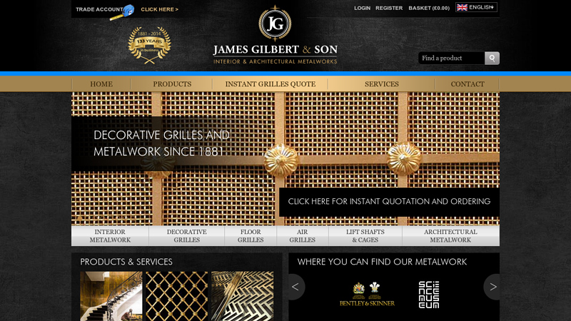 James Gilbert & Son | Interior Metalwork | Architectural Metalwork