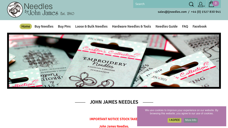 John James Needles offer a great British brand you can be proud of. We have a history dating back to the very start of needle manufacture in the UK, the name of John James is still recognised by needle craters around the globe. Renowned for quality and reliability, John James has a needle for your every need. We hope you are as proud of our heritage as we are.