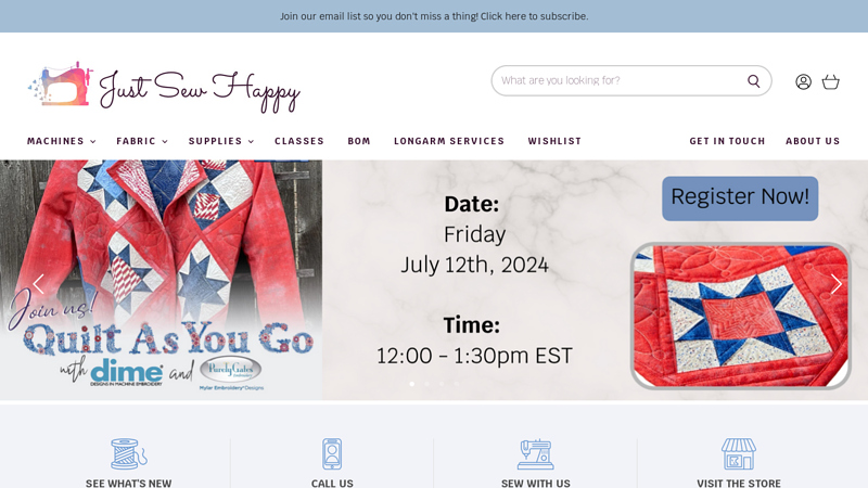 Quilting, Sewing Supplies and Baby Lock Dealer  Just Sew Happy NC