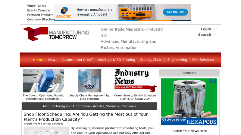 Manufacturing and Automation Stories, Videos, Articles, Interviews, Reviews & News | ManufacturingTomorrow