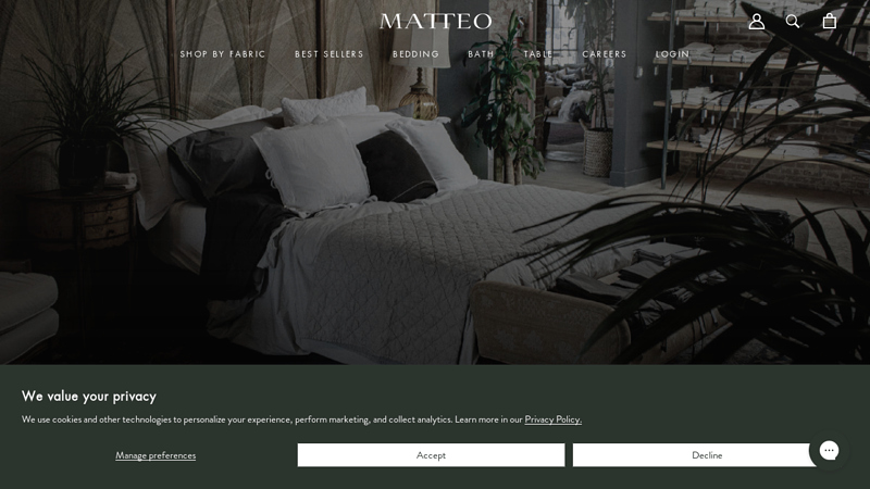 Matteo: Luxury Fabrics, Linens & Bedding Manufacturer