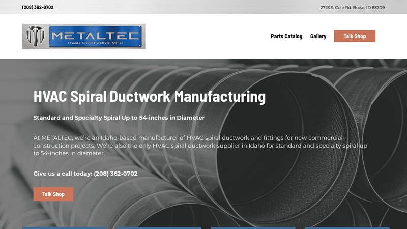 HVAC Spiral Ductwork Manufacturing In Boise, ID | METALTEC