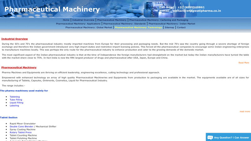 Pharmaceutical Machinery ? Tableting, Tube Filling, Liquid Filling, Labeling, Packaging