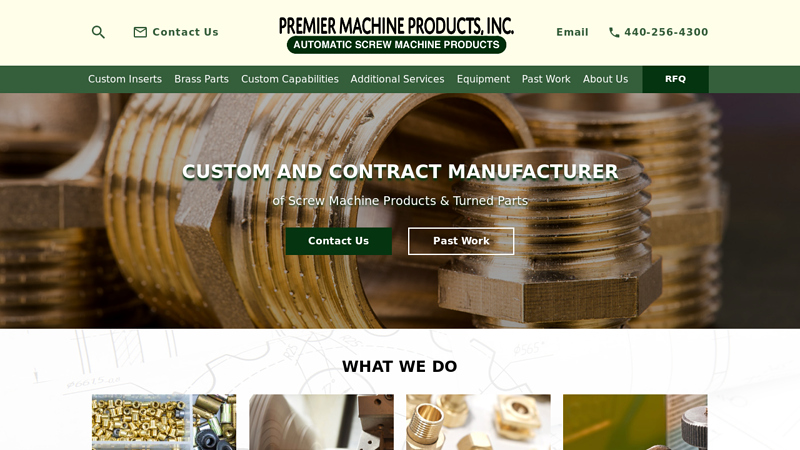 Custom & Standardized Inserts, Brass Parts, Threading & Deburring : Premier Machine Products, Ohio