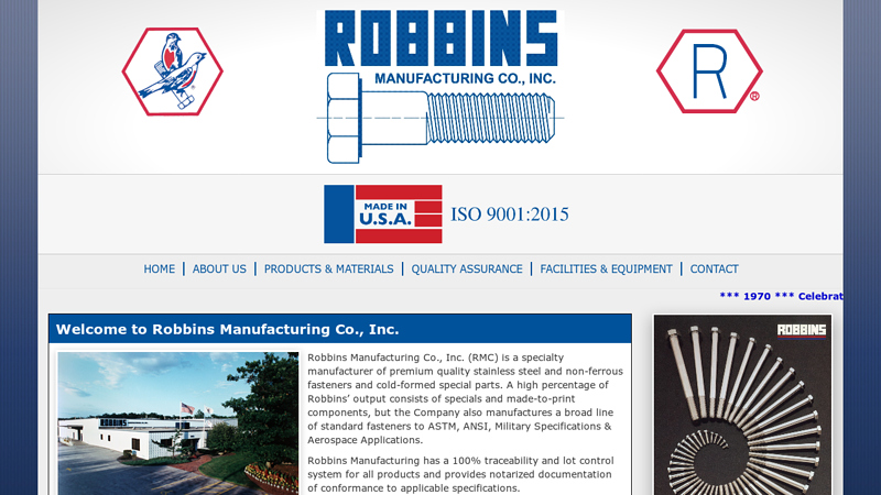 Stainless Steel Fastener Manufacturer - Lot Control - Robbins Manufacturing