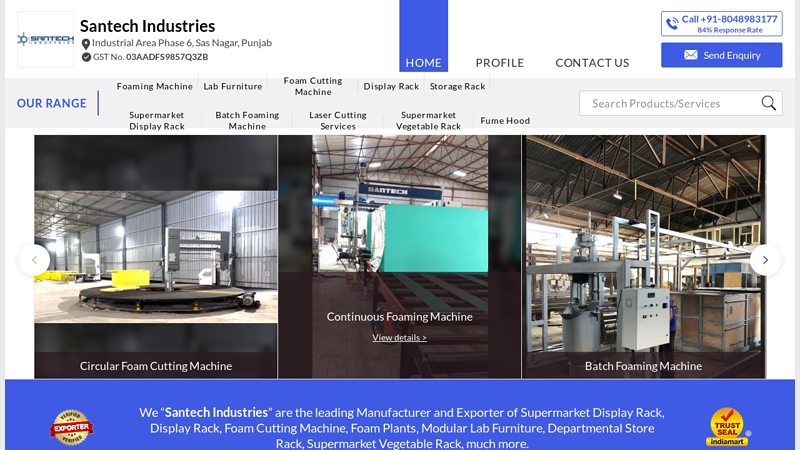 Santech Industries - Manufacturer of Foaming Machine & Lab Furniture from Sas Nagar
