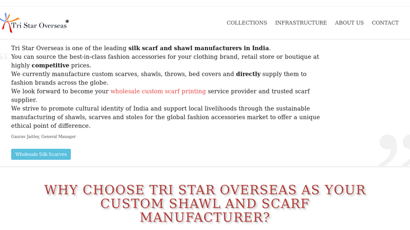 Pashmina Shawl, Silk Scarf Manufacturer in India | Tri Star Overseas