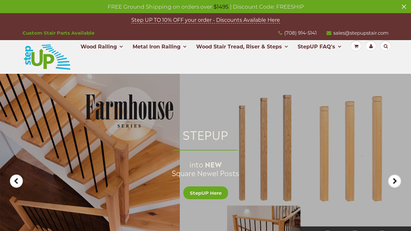 USA Made Amish Wood Railings & Stairs | Metal Iron Balustrade C StepUP Stair Parts