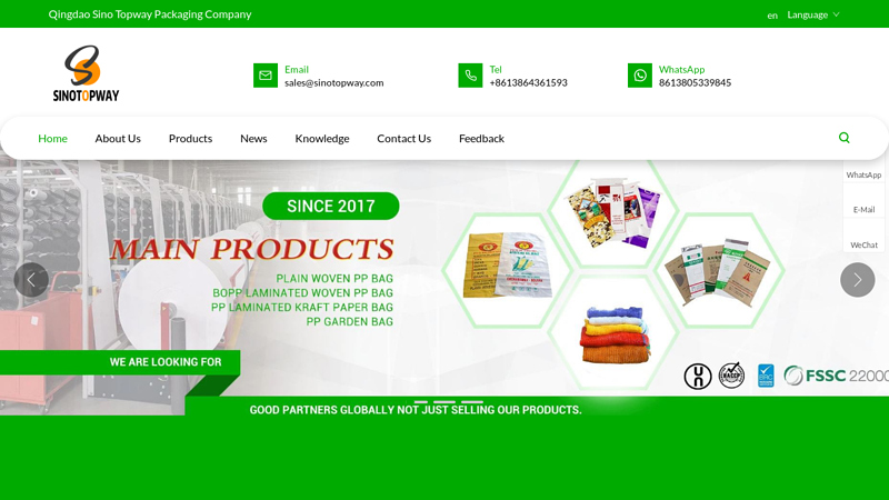 China PP Woven Bags Manufacturers, PP Woven Fabric Suppliers, LLDPE Stretch Film Factory | SINO TOPWAY