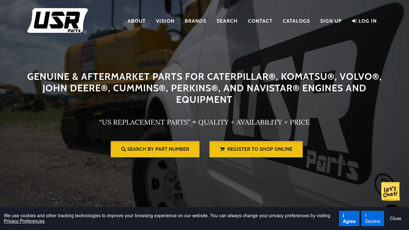 Premium Genuine & Aftermarket Parts for Caterpillar ?, Komatsu ?, Volvo ?, John Deere ?, Cummins ?, Perkins ?, and Navistar? Engines and Heavy Equipmen